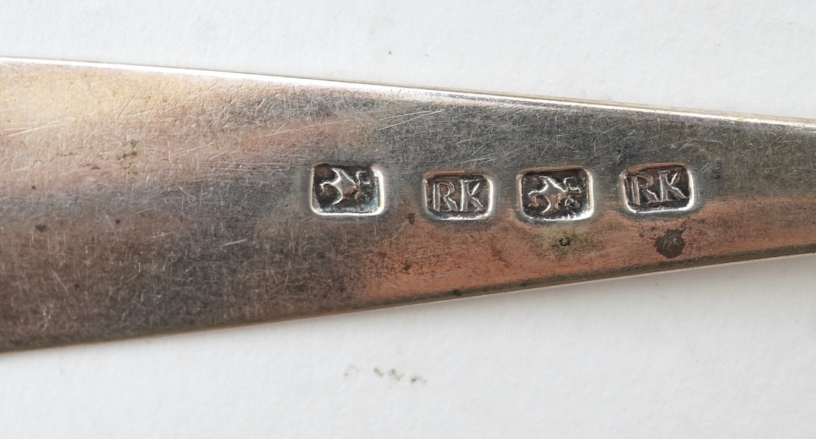 A set of ten mid 19th century Scottish provincial silver Celtic tip tablespoons, by Robert Keay II